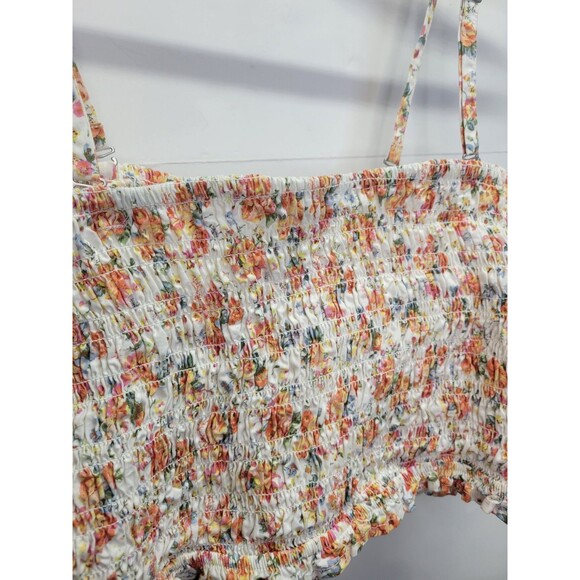 American Eagle Crop Top‎ Smocked Cami Size M Pink Floral - Picture 9 of 9